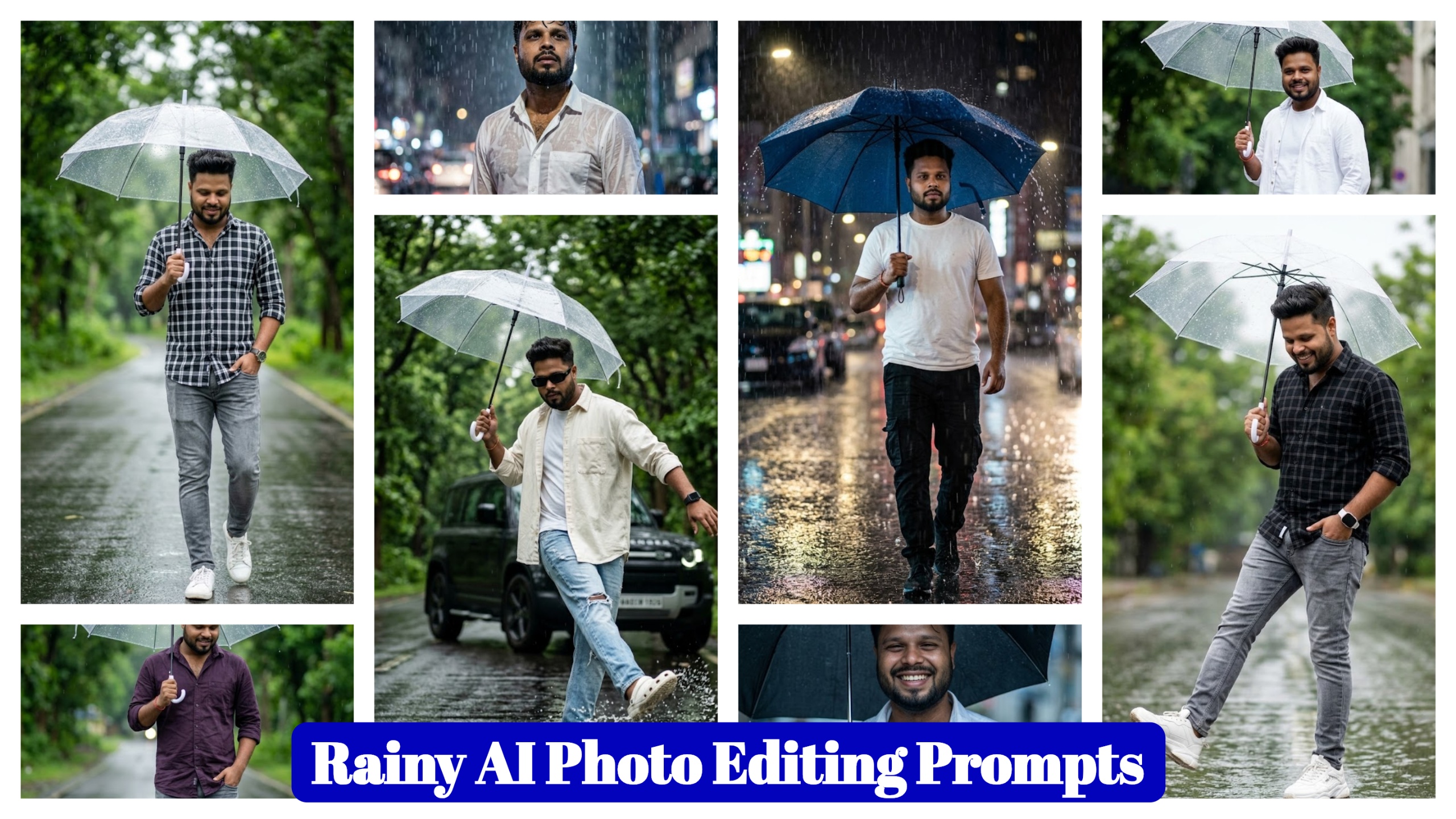 Google Gemini Rainy AI Photo Editing Prompts 2026 – Rainy Photo Editing Poses