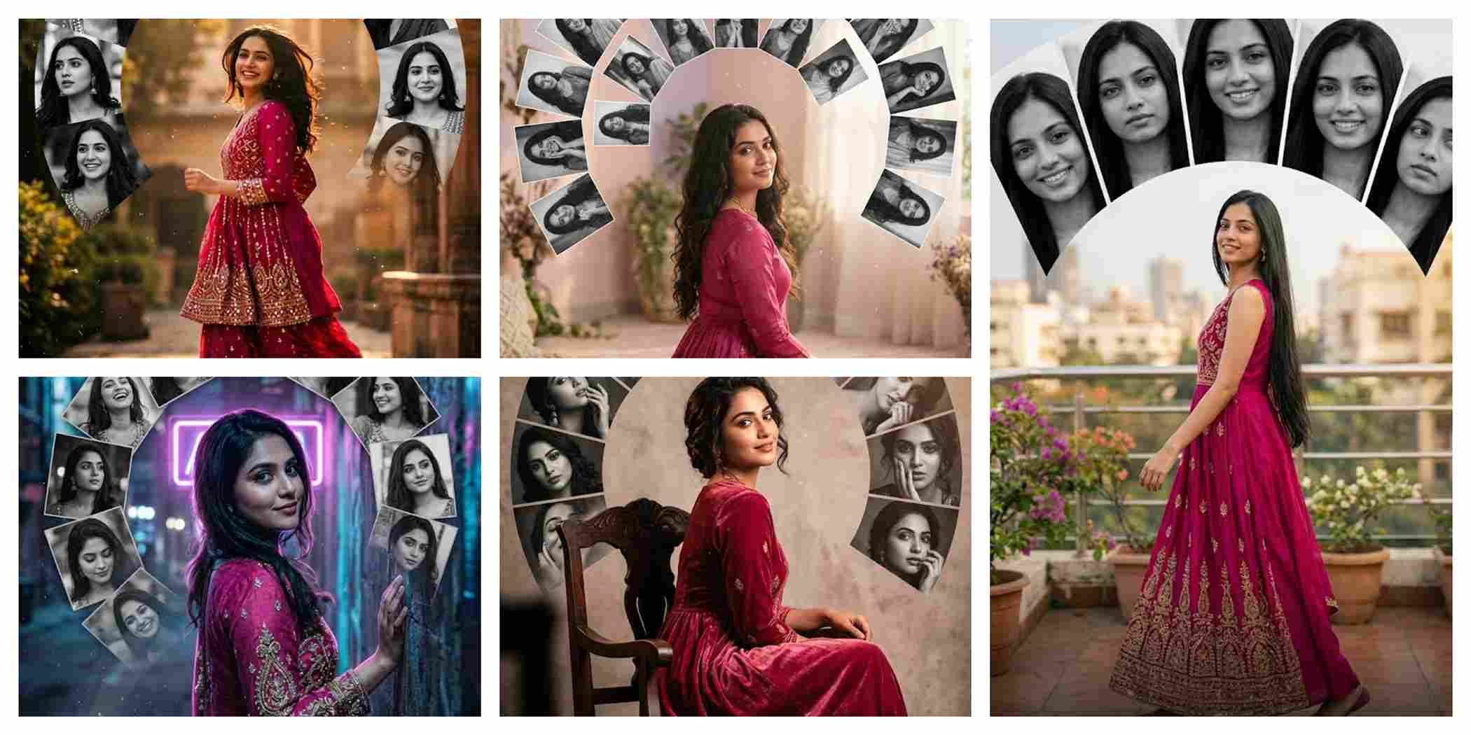 Creative Semi-Circle Portrait Collage AI Prompt | AI Image Generator