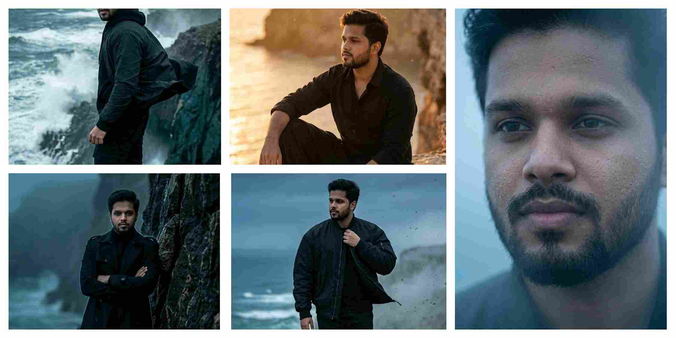 Moody Coastal Cliff Cinematic Portrait AI Prompt | AI Image Generator